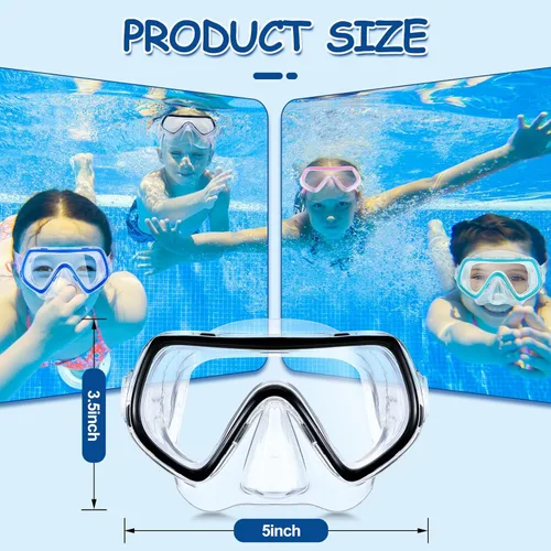 Vista 2 de Hoolerry 4 gafas de natación para niños con cubierta de nariz para 3-8, máscara de buceo de vidrio templado, antiniebla con correa elástica, máscara