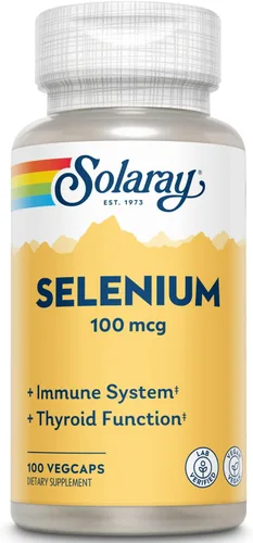Solaray Selenio 100 mcg, sistema inmunológico saludable, función tiroidea y apoyo antioxidante, vegano, verificado en laboratorio, 60 días