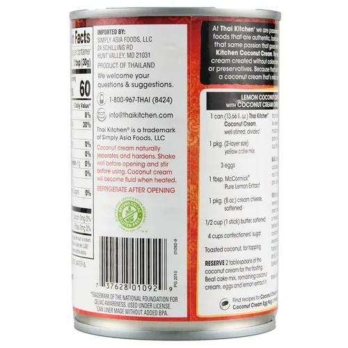 Vista 21 de Thai Kitchen crema de coco sin azúcar y sin gluten, 13.66 onzas líquidas