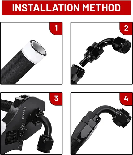 Vista 6 de 6AN Kit de Accesorios de Línea de Combustible PTFE de 10 Pies, Manguera de Combustible Trenzada de Nylon E85 con Kit de Adaptadores de Accesorios