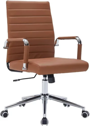 Vista 14 de Silla de escritorio de oficina con respaldo alto, silla de computadora ejecutiva de piel sintética con ruedas, altura ergonómica moderna ajustable