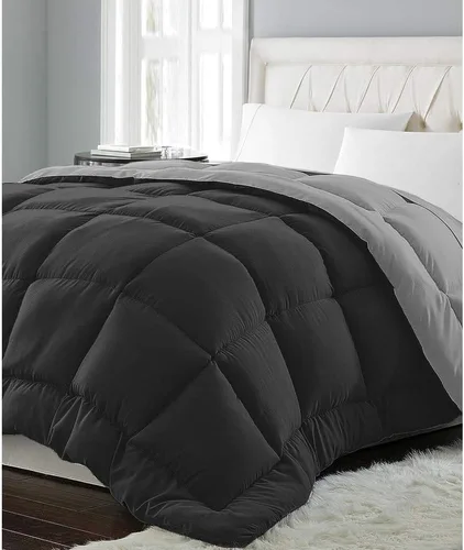 Vista 13 de Blue Ridge Home Fashions - Edredón sintético de microfibra para todas las estaciones, relleno de poliéster hipoalergénico, Algodón, Negro, gemelo