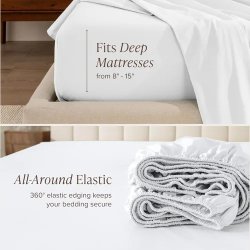 Vista 7 de Bare Home Juego de sábanas y fundas de almohada de 100 % algodón orgánico para cama individual, tejido percal vigoroso, ligero y transpirable