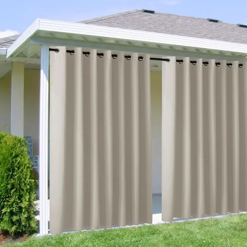 Vista 184 de NICETOWN Cortinas para Exteriores para Patio Impermeables de 84 pulgadas de Largo 2 Paneles, Cortinas de Privacidad para Exteriores con Aislamiento