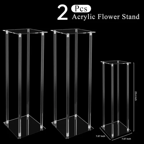Vista 7 de 2 piezas de jarrones acrílicos transparentes para centros de mesa de boda, jarrones de flores de 23.62 pulgadas de alto, jarrones de centro de mesa