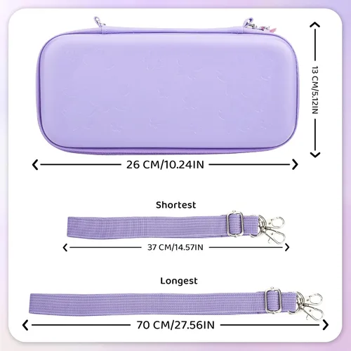 Vista 2 de RHOTALL Case for Nintendo Switch, Potable Carrying Case for Switch with Soft Cover, Screen Protector, 4 Thumb Caps, Wrist band and Shoulder strap