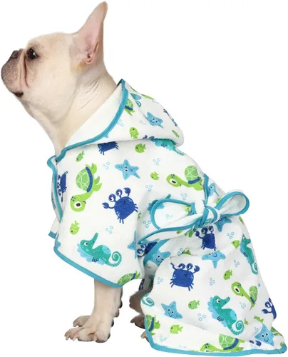 Vista 15 de HDE Bata de baño para perro, súper absorbente, de secado rápido, para cachorros, ajustable, con capucha, para perros tallas S-XXL con patos de goma