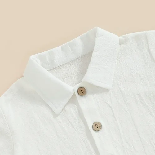 Vista 4 de Karuedoo Conjunto de 2 piezas de ropa de algodÃ³n y lino de manga corta con botones y pantalones cortos para el verano
