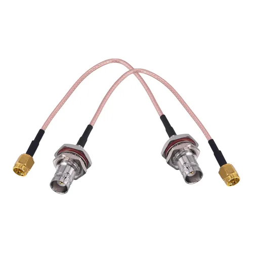Vista 4 de Cable coaxial RF BNC a SMA 2 unids BNC mamparo hembra a conector macho SMA 6 pulgadas de baja pérdida RG316 adaptador de cable coaxial para antena