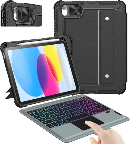 Vista 20 de Nillkin Funda para iPad de 9ª generación (10.2 pulgadas, 2021) con teclado desmontable, trackpad mágico, retroiluminación de 7 colores, modos