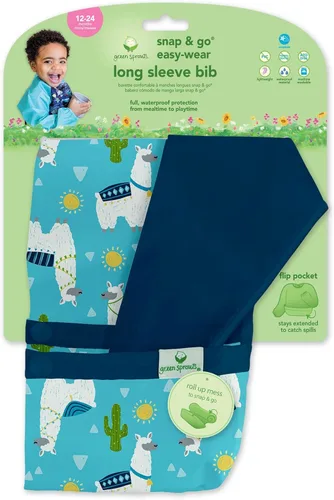 Vista 19 de Snap & Go - Babero de manga larga fácil de usar, 12-24 meses, diseño de dinosaurios aguamarina