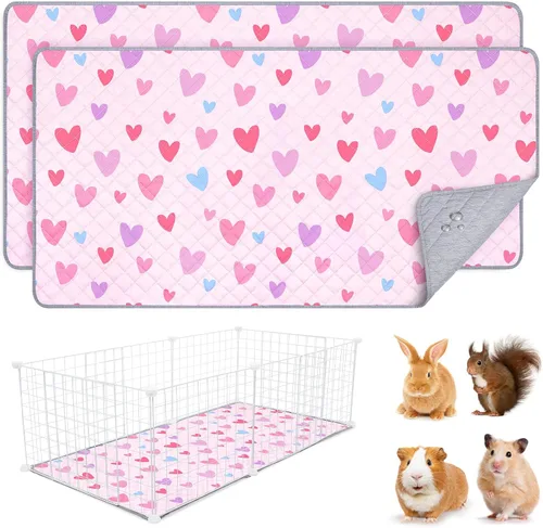 Vista 17 de 2 paquetes de ropa de cama para cobayas, forro lavable para jaula de conejillos reutilizable, impermeable, almohadillas superabsorbentes para orina