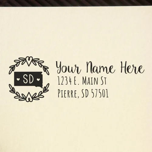 Vista 35 de Alabama Address Stamp, Alabama State Wreath Stamp, Custom Hand Imprint for Home, Office, Crafting, Mail, Weddings, Housewarming, and Residents