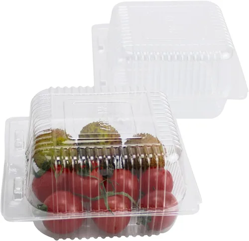 Vista 9 de Recipientes de alimentos cuadrados transparentes con bisagras, 50 recipientes para rebanadas de pastel, bandeja desechable para llevar, 5.3 x 4.7 x