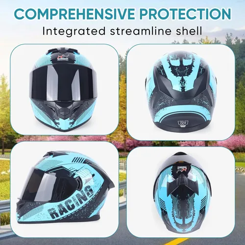 Vista 3 de Full Face Motorcycle Helmets for Adults Men and Women with Internal Tinted Visor
