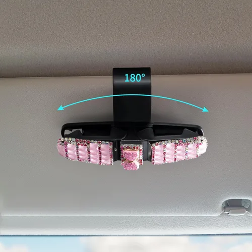 Vista 6 de Paquete de 2 soportes para lentes de sol para parasol de automóvil con soporte de clip de boleto de doble extremo, accesorios para lentes de sol