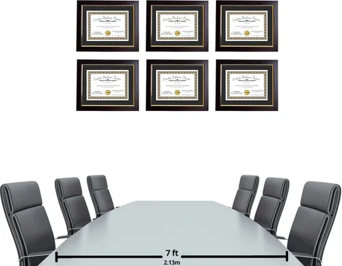 Vista 7 de Creative Picture Frames Marco de diploma de caoba de 7 x 9 pulgadas con borde dorado, incluye caballete de vidrio negro y ganchos de pared