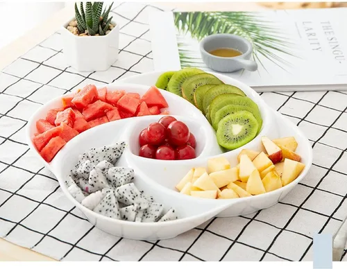 Vista 2 de Juego de 4 platos de fondue blancos con 12 tenedores para fondue de 10.4 in