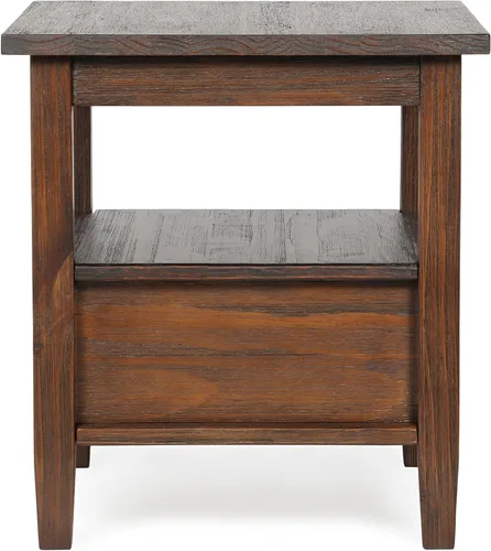 Vista 9 de SIMPLIHOME Warm Shaker End Table - 20 inch Wide Solid Wood Side Table in Distressed Charcoal Brown, Transitional Accent Table for Living Room or