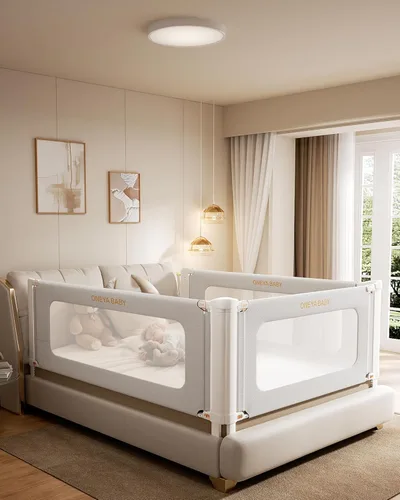 Vista 11 de Barandilla protectora para cama de bebé, riel de cama de 48 pulgadas de grosor para niños pequeños, barandillas laterales de seguridad extraaltas