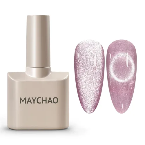 Vista 75 de MAYCHAO Esmalte de uñas en gel de ojo de gato con amatista dorada, 1 pieza de esmalte de gel de ojo de gato de terciopelo Mirage para remojar