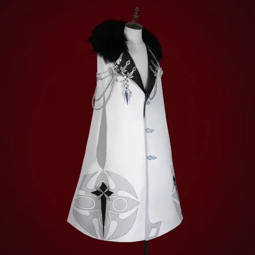 Vista 13 de Disfraz de cosplay de Fatui Harbingers, traje de Genshin Impact, traje de bufón y doctor gallo para hombre