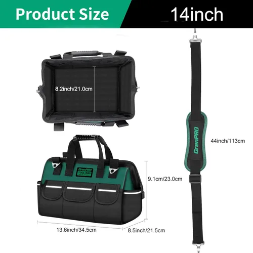 Vista 3 de Bolsa organizadora de herramientas para hombres, bolsas de herramientas pequeñas de boca ancha, bolsa de herramientas de mango suave de 13.5