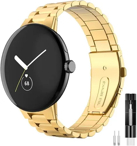 Vista 8 de FitTurn Correas compatibles con Google Pixel Watch 2/Pixel Watch Metal Acero Inoxidable Correa de reloj de repuesto clásico duradero de enlace