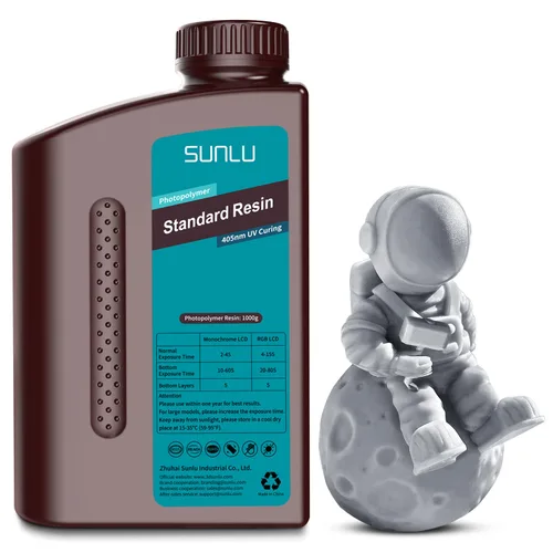 SUNLU Resina para impresora 3D, 1kg de curado rápido, resina estándar 3D para impresoras 3D LCD DLP SLA, curado UV de 395-405nm, resina líquida de