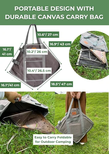 Vista 8 de Campingmoon - Parrilla portátil 3 en 1 para fogata de 16 pulgadas, resistente de acero inoxidable, estufa de campamento, altura ajustable