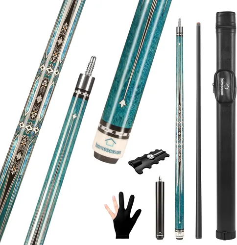 Vista 9 de HomeSeason Carbon Fiber Pool Cue 58" with Leather Bag Extender Extension Rod Professional Pool Stick 4-Layer Tip Low Deflection Cue Stick, 3 *