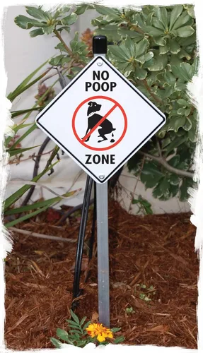 No Zona de caca aluminio no perro Pooping señal Montado a una 2 'juego de aluminio