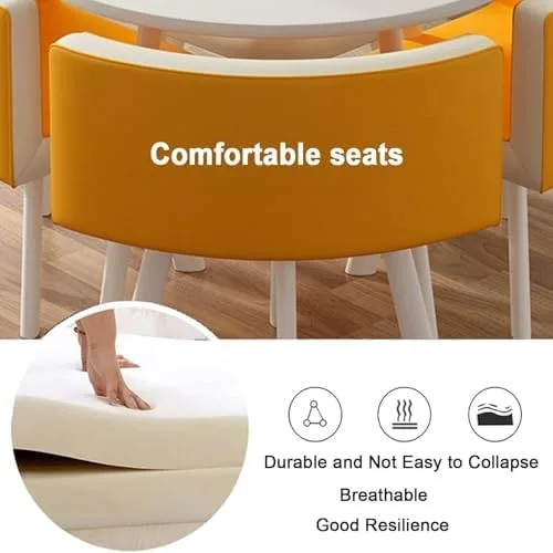 Vista 4 de Juego de mesa de comedor con 4 sillas acolchadas, asientos cómodos para el hogar, sala de estar, balcón, cafetería y oficina, perfecto para cenar