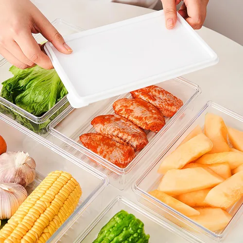 Vista 6 de Luxshiny Recipiente de almacenamiento de tocino para refrigerador, caja de almacenamiento hermética de carne con tapa, contenedor de alimentos