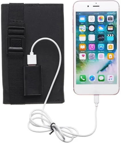 Vista 3 de Generic Panel solar de carga de 10 W 5 V, bolsa plegable solar, panel de carga portátil al aire libre para teléfono móvil o mini ventilador, con un