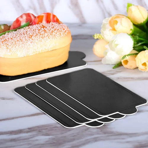 Vista 6 de 200 mini tablas para tartas, tableros de mousse negro, mini bases para pasteles, placas de papel para pasteles, bandejas de exhibición de postres