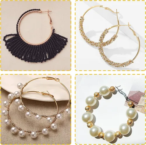 Vista 7 de Aros para Pendientes, Encaje de Acero Inoxidable, Pendientes Redondos de Cuentas, Hipoalergénicos, Aros de Encaje Abiertos para Joyería, DIY