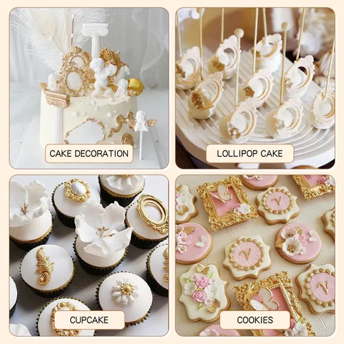 Vista 4 de KALAIEN Marco Sugarcraft Oval Espejo Marcos Silicona Molde Herramientas para Hornear