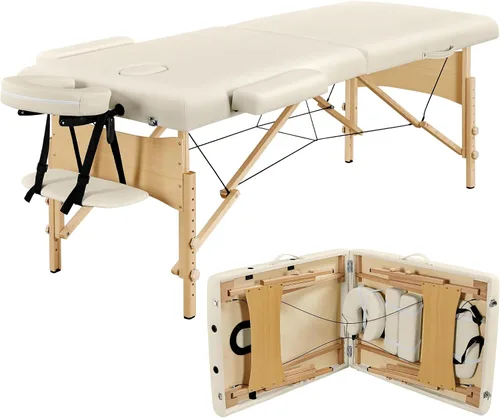 Vista 10 de Yaheetech - Mesa de masaje portátil de 84 x 24 pulgadas, cama plegable y ajustable, color negro Beechwood legs, foam padding give sturdy, comfy