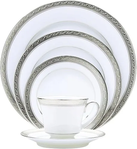 Noritake Crestwood Platinum - Juego de vajilla de 20 piezas, servicio para 4