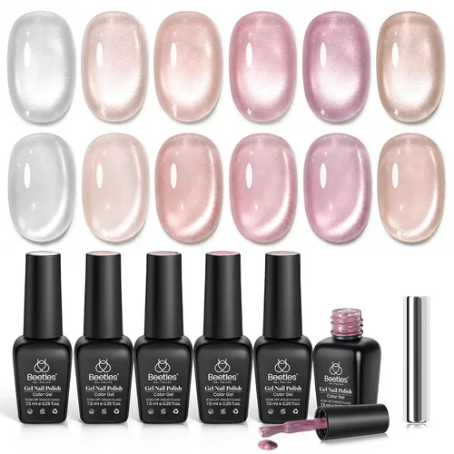 Vista 26 de Beetles - Juego de esmaltes de gel de otoño con gel floreciente, efecto A - Marrón ámbar Atracción ámbar