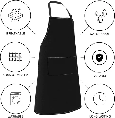 Vista 6 de Personalized Custom Aprons with Pockets for Women Men with Chef Name Text Logo Picture Kitchen Aprons