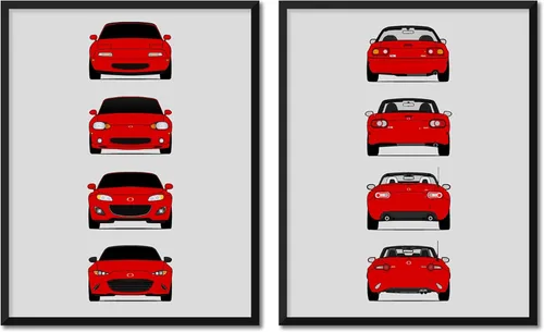 Vista 8 de Custom Car Posters Póster hecho a mano compatible con Mazda Miata MX-5 Generations e impresión de NA Miata, NB Miata, NC Miata, ND Miata, ND Miata