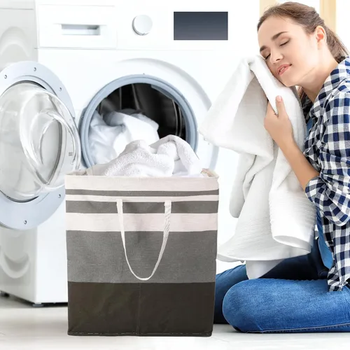 Vista 6 de Eccliy 4 cestas grandes para la ropa sucia de 100 litros, impermeables, cestas independientes plegables con asas extendidas para ropa, toallas