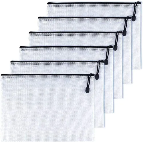 Vista 9 de A5 (9 x 7 pulgadas), bolsa de malla con cremallera para documentos, carpetas de archivos de plástico con cremallera para suministros de oficina
