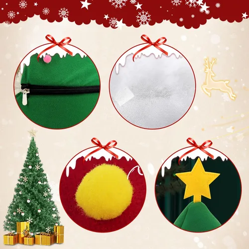 Vista 5 de Detachable Christmas Tree Cat Bed, Self-Warming Comfortable Pet Teepee Indoor Cave for Puppy Kitten Green, Christmas Cat Bed
