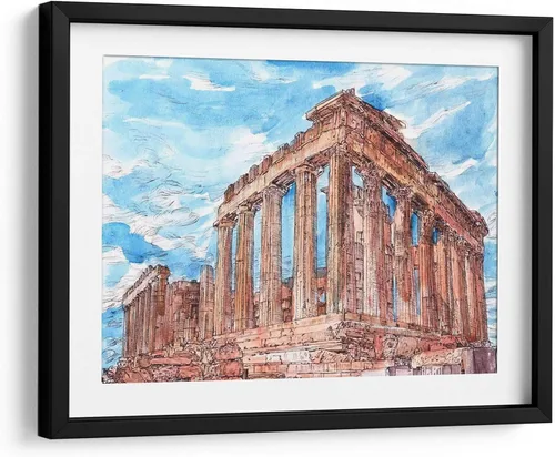 Canvas Lab | Secret Greece I by Melissa Wang | 31 x 23 in | Fine Art Framed Print, Frame Color: Black, With Mat | Scenery | Wall Decor for Bedroom,