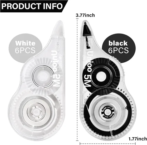 Vista 3 de Cinta correctora blanca, aplicador fácil de usar para correcciones instantáneas, correcta escritura incorrecta en cualquier momento