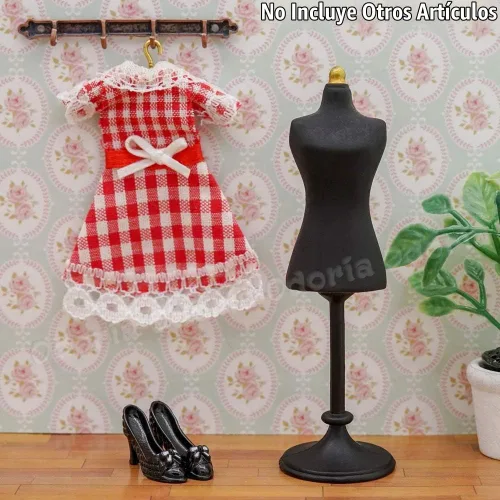 Vista 6 de Odoria 1/24 forma de vestido en miniatura maniquí accesorios de decoración de casa de muñecas, negro