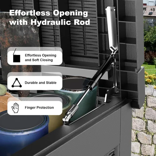 Vista 174 de DRATO Cajas de terraza, caja de almacenamiento al aire libre de 30 galones para cojín de patio, herramientas de jardín, impermeable y resistente a